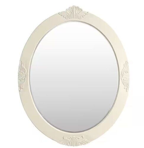 Home Decorators Collection Winslow 30 in. W x 38 in. H Oval Wood Framed Wall Mirror in Antique White - Lot 224