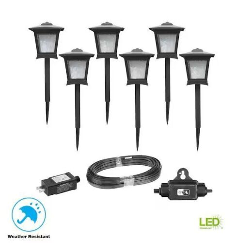 Hampton Bay Miramar 28 Lumen Low Voltage Black Integrated LED Outdoor Landscape Path Light Kit, 6-Pack - Lot 226