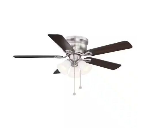Clarkston II 44 in. LED Indoor Brushed Nickel Ceiling Fan with Light Kit - Lot 524