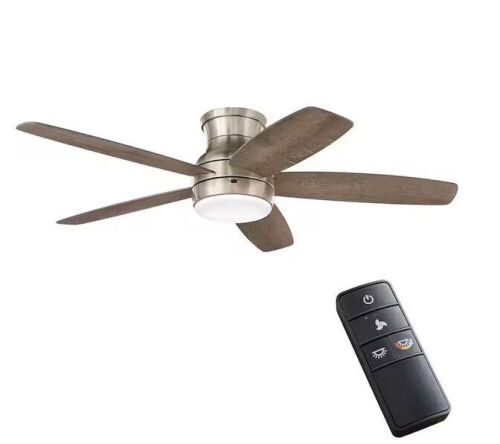 Home Decorators Collection Ashby Park 52 in. White Color Changing Integrated LED Brushed Nickel Ceiling Fan with Light Kit and Remote Control - Lot 529