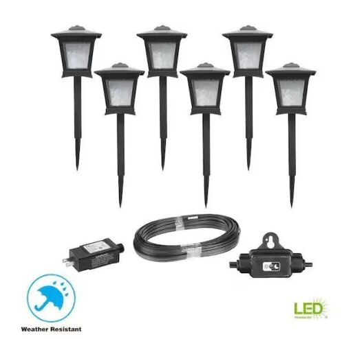 Hampton Bay Miramar 28 Lumen Low Voltage Black Integrated LED Outdoor Landscape Path Light Kit, 6-Pack - Lot 718