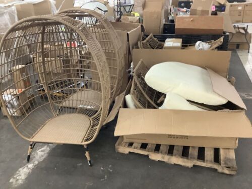 Lot of Wicker Egg Chair Parts  - Lot 49
