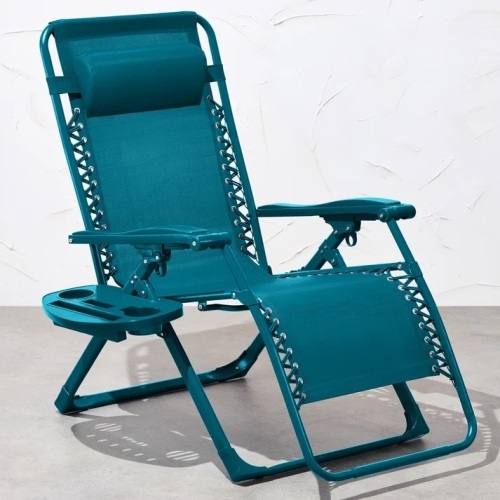 Monochromatic Zero Gravity Patio Chair Recliner w/ Side Tray, Headrest - Lot 8495