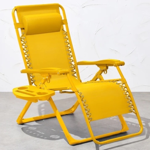 Monochromatic Zero Gravity Patio Chair Recliner w/ Side Tray, Headrest - Lot 8496