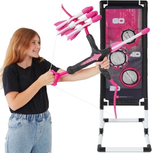 Kids Bow & Arrow Set, Children's Play Archery Toy w/ Target Stand - Lot 9124