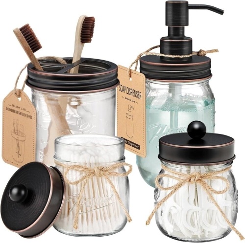 Mason Jar Bathroom Accessories Set - Lot 9265
