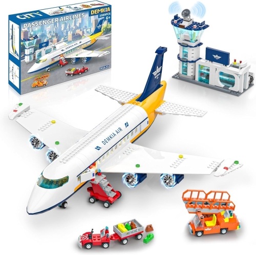 Large City Passenger Airplane Building Set with LED Light, 1089 PCS - Lot 9282