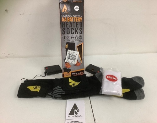 Action Heat Cotton Heated Socks, XXL, E-Comm Return - Lot 520