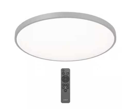 Artika Europa 21 in. 1-Light Modern Silver Integrated LED 3 CCT Flush Mount Ceiling Light Fixture - Lot 345