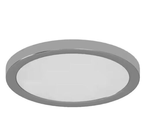 Volume Lighting 12 in. 1-Light Brushed Nickel LED Indoor Disc/Circle Ceiling Flush Mount/Wall Mount Sconce, White Acrylic Circle Lens - Lot 356