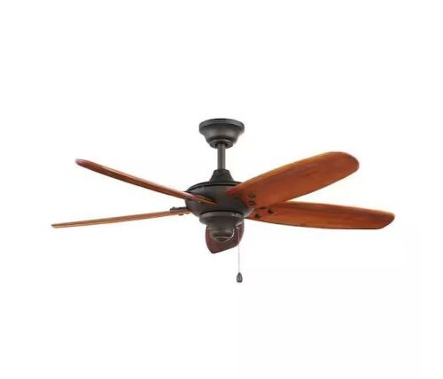 Home Decorators Collection Altura 48 in. Indoor/Outdoor Oil-Rubbed Bronze Ceiling Fan with Downrod and Reversible Motor; Light Kit Adaptable - Lot 483