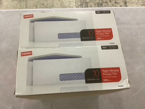 Lot of (2) Right-Window Privacy-Tint Gummed Envelopes, 500ct  - Lot 582