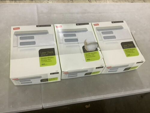 Lot of (3) Laser Check Double-Window Privacy-Tint Gummed Envelopes, 500 ct  - Lot 420