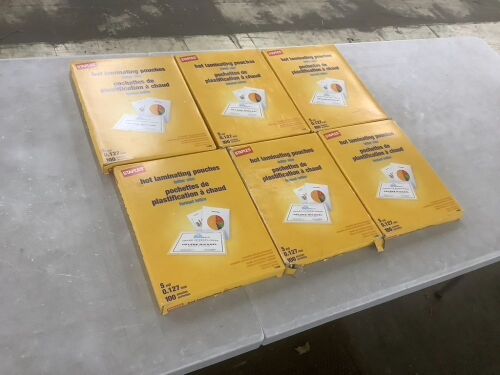 Lot of (6) Staples Hot Laminating Pouches, Letter Size, 5 Mil, 100/Pack  - Lot 438