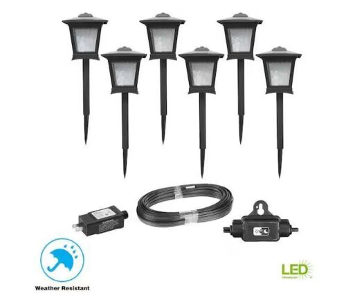Hampton Bay Miramar 28 Lumen Low Voltage Black Integrated LED Outdoor Landscape Path Light Kit, 6-Pack - Lot 844