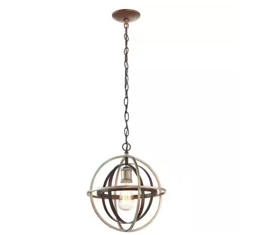 Home Decorators Collection Barton Bay 1-Light Bronze and Champagne Pewter Orb Mini Pendant - Lot 642