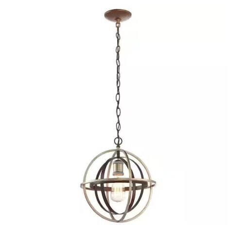 Lot of (2) Home Decorators Collection Barton Bay 1-Light Bronze and Champagne Pewter Orb Mini Pendant - Lot 841