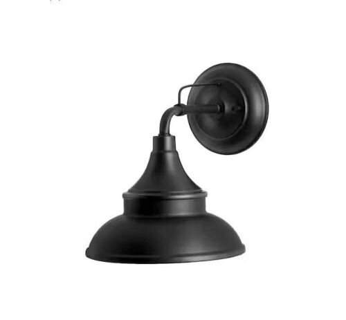 Hampton Bay Wetherby 11 in. Black Barn Outdoor Wall Light Sconce - Lot 262