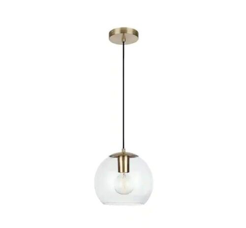 Home Decorators Collection 1-Light Antique Brass and Glass Mini-Pendant - Lot 264