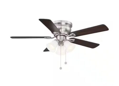 Clarkston II 44 in. LED Indoor Brushed Nickel Ceiling Fan with Light Kit - Lot 268