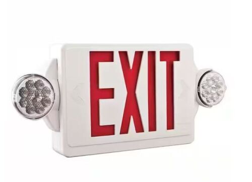 Lithonia Lighting Contractor Select LHQM Series 120/277-Volt Integrated LED White and Red Exit Emergency Combo  - Lot 452