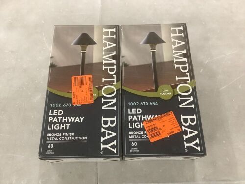 Lot of (2) Hampton Bay Pelham 60 Lumen Low Voltage Millennium Bronze Integrated LED Outdoor Landscape Path Light - Lot 202