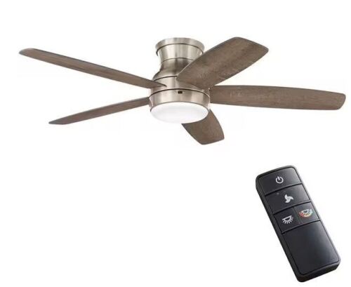 Home Decorators Collection Ashby Park 52 in. White Color Changing Integrated LED Brushed Nickel Ceiling Fan with Light Kit and Remote Control - Lot 205