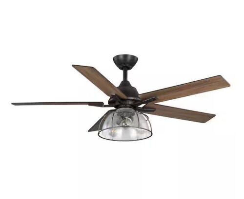 Home Decorators Collection Casun 52 in. Indoor Aged Iron LED Ceiling Fan with Light Kit and Remote Control  - Lot 206