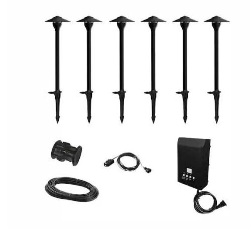 Hampton Bay Low Voltage Integrated LED Black Outdoor Landscape Path Light Kit, 6-Pack - Lot 865