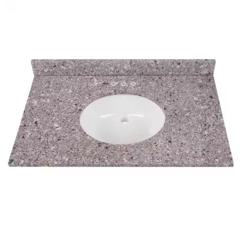 Home Decorators Collection 37 in. W x 22 in. D Engineered Stone Composite White Round Single Sink Vanity Top in Mineral Gray - Lot 92