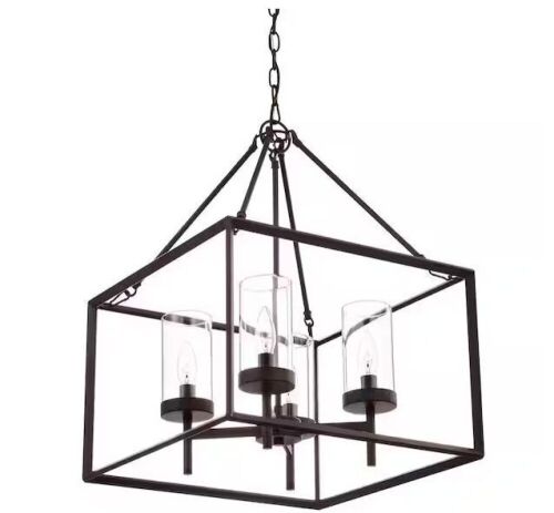  Hampton Bay Lainey 4-Light Bronze Chandelier Light Fixture with Clear Glass Shades - Lot 209
