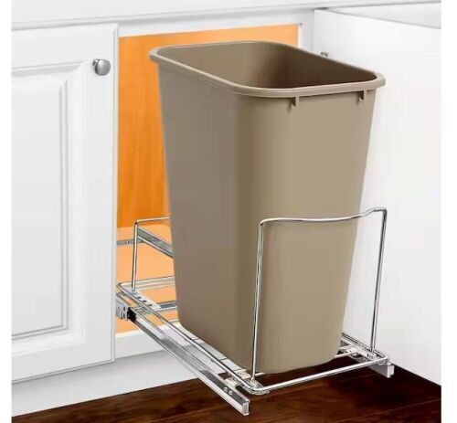 LYNK PROFESSIONAL Pull Out Under Cabinet Shelf for Trash Cans, Chrome - Lot 302