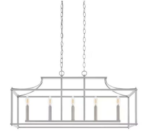 Home Decorators Collection Crestview 34 in. 5-Light Brushed Nickel Transitional Linear Chandelier - Lot 408