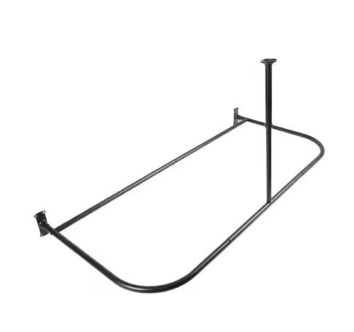 Utopia Alley 60 in. Rustproof Aluminum D-Shape Shower Rod with Ceiling Support for Freestanding Tubs - Lot 409