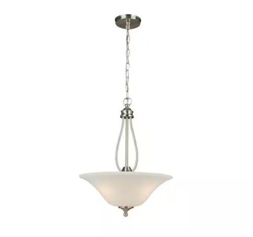 Hampton Bay Kensley Park 3-Light Brushed Nickel Pendant - Lot 465