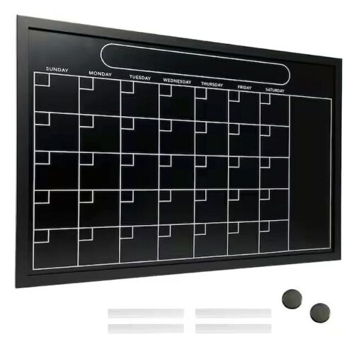 Excello 20 in. x 30 in. Magnetic Calendar Chalkboard, Black - Lot 505