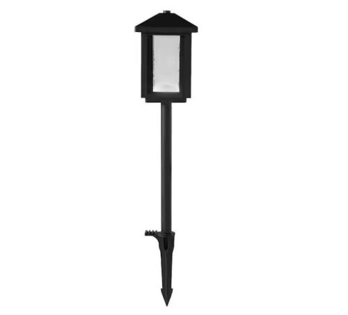 Lot of (4) Hampton Bay Cairo 140 Lumen Low Voltage Square Transitional Black Integrated LED Waterproof Outdoor Landscape Path Light - Lot 750