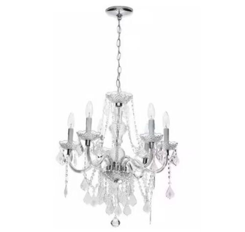 Hampton Bay Maria Theresa 6-Light Chrome with Clear Acrylic Chandelier - Lot 656