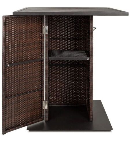 Wicker Bar Table w/ Built-In Bottle Opener, Hidden Storage - Lot 41
