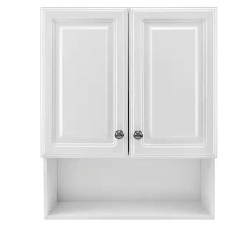 Glacier Bay 23.1 in. W x 27.9 in. H Rectangular White Framed Surface Mount Medicine Cabinet without Mirror - Lot 102