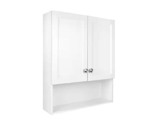Glacier Bay 22-7/8 in. W. x 27-7/8 in. H Framed Surface-Mount Rectangular Bathroom Medicine Cabinet with Mirror, White - Lot 104