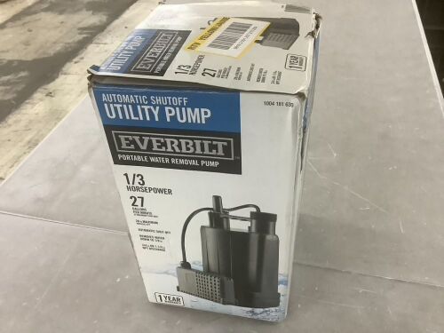 Everbilt 1/3 HP Automatic Utility Pump - Lot 124