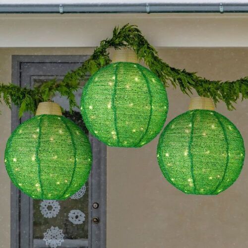 3-Piece Hanging Pop-Up Ornaments Outdoor Christmas Decor, LED Lights - Lot 214