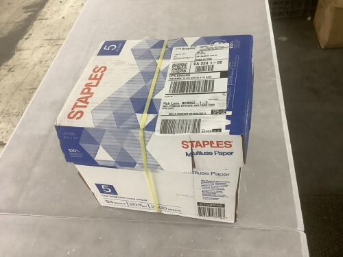 Staples Multiuse Copy Paper, 8.5" x 11", 20 lbs., 94 Brightness, 2500 Sheets - Lot 225