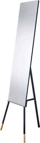 Adesso Louise Modern Full Length Matte Black Floor Mirror with Tripod Legs - Lot 314