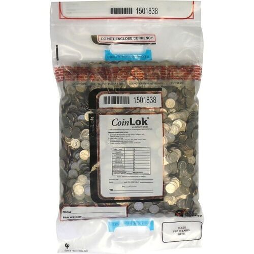 Case of CoinLok 14.5" x 25" Tamper-Evident Deposit Bag, Clear - Lot 323