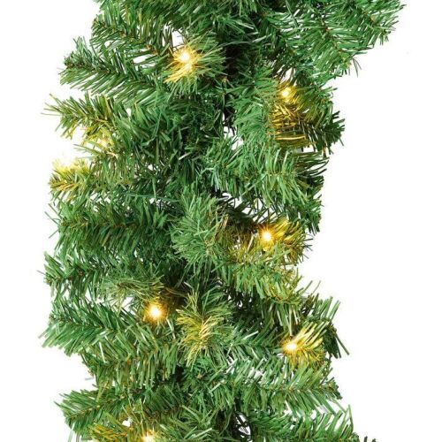 Case of (9) Pre-Lit Pre-Decorated Garland w/ PVC Branch Tips, 50 Lights - 9ft - Lot 523