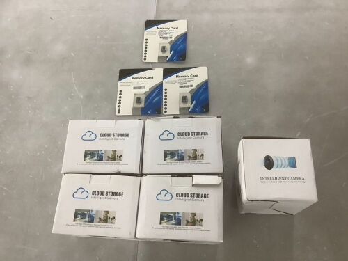 Lot of (5) Security Cameras & (3) Memory Cards  - Lot 619