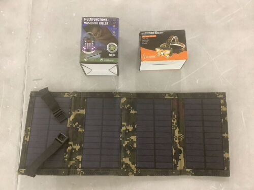 Portable Folding Solar Panel, Head Lamp & Mosquito Killer  - Lot 714