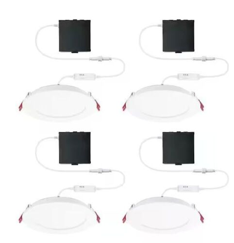 Commercial Electric Pro Value Series LED 6 in Round Adj Color Temp Canless Recessed Light, Wht 4-Pk - Lot 813